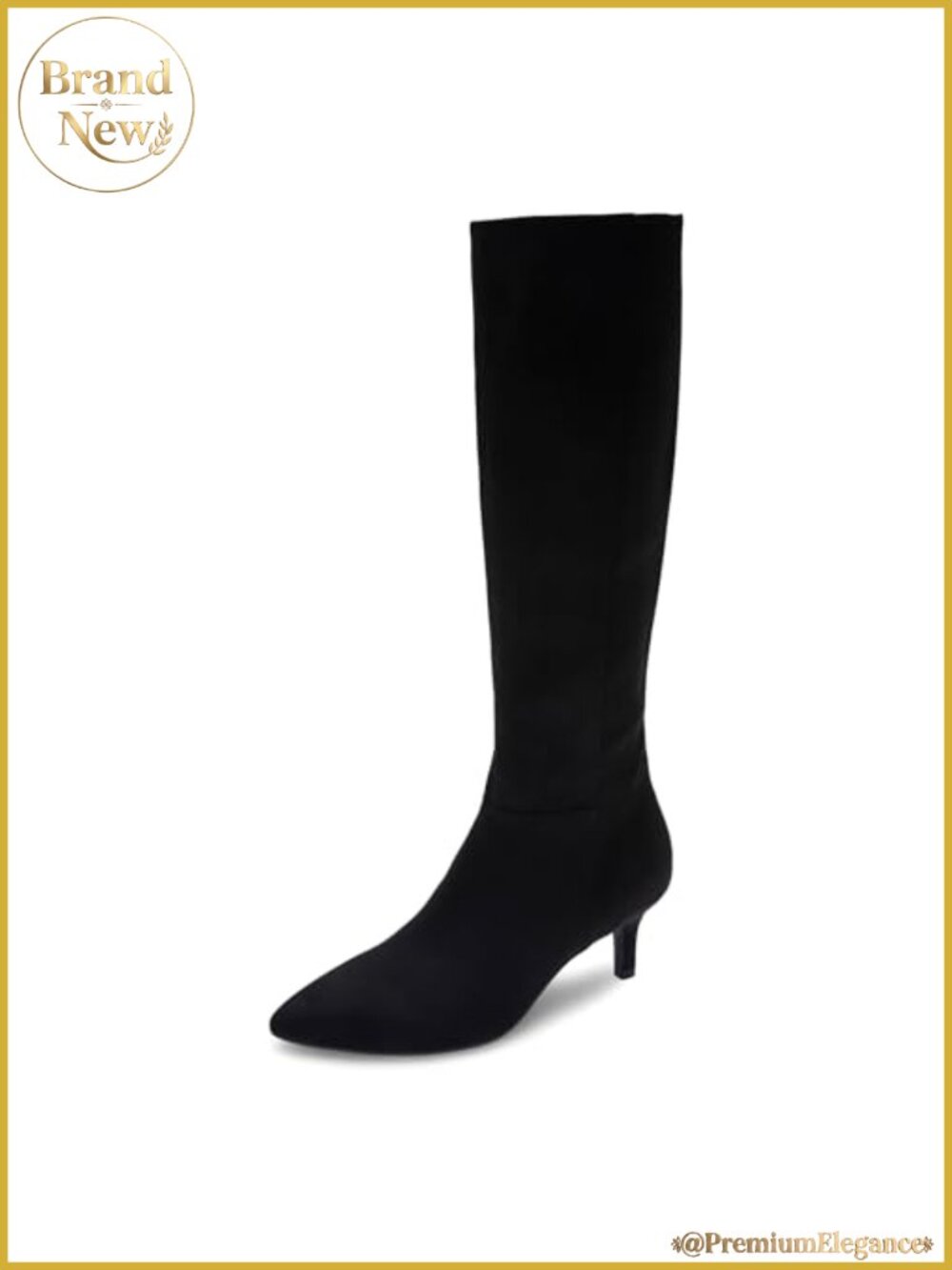 Knee-High Pointed Toe Kitten Heel Boots